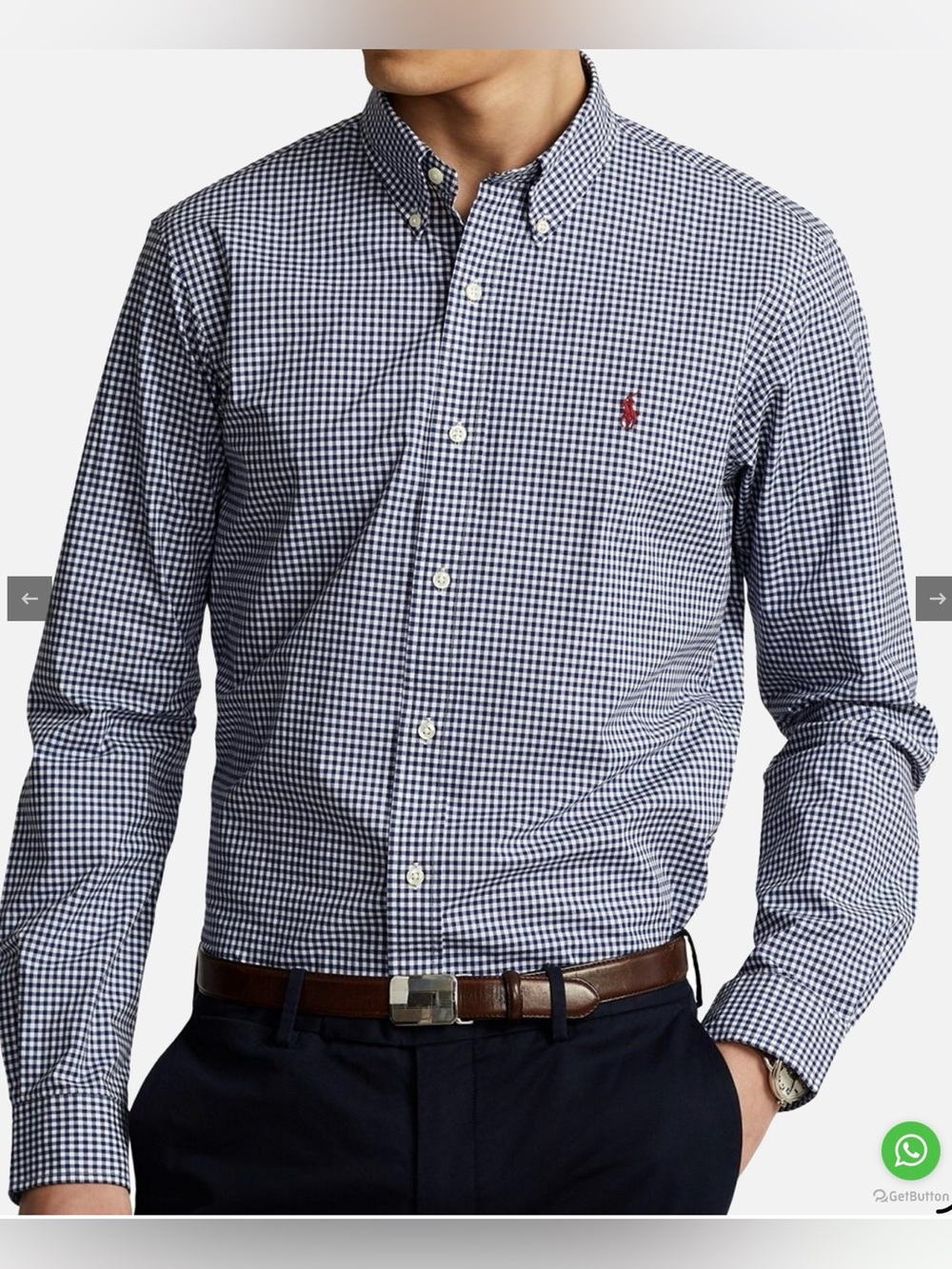 *Ralph Lauren * Oxford Blue White Gingham Button-Down Shirt